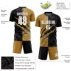 Custom Graffiti Pattern White Black-Old Gold Scratch Sublimation Soccer Uniform Jersey