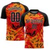 Custom Red Black-Gold Sublimation Soccer Uniform Jersey