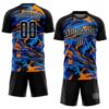 Custom Black Black Royal-Orange Sublimation Soccer Uniform Jersey