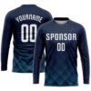 Custom Navy White-Teal Sublimation Soccer Uniform Jersey