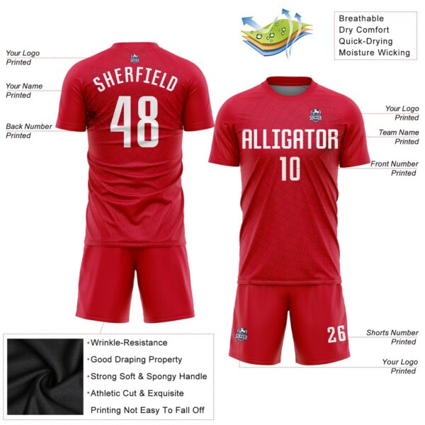 Custom Red White Sublimation Soccer Uniform Jersey
