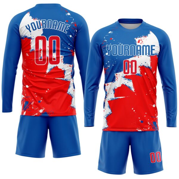Custom Royal Red-White Sublimation Soccer Uniform Jersey