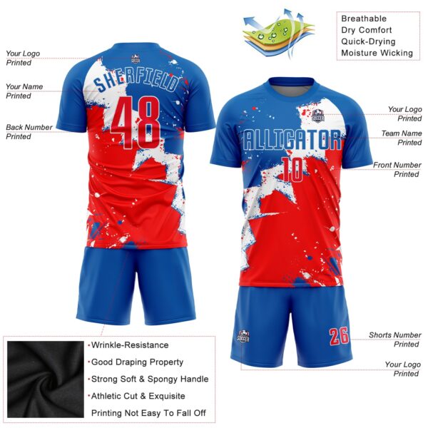Custom Royal Red-White Sublimation Soccer Uniform Jersey