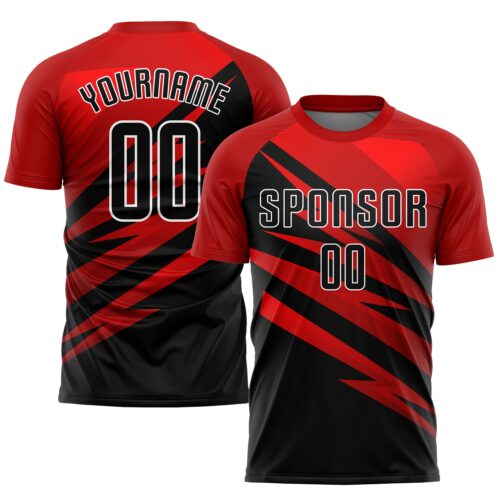 Soccer0552 Custom Red Black-White Sublimation Soccer Uniform Jersey