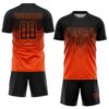 Custom Orange Black Gradient Square Shape Sublimation Soccer Uniform Jersey