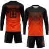 Custom Orange Black Gradient Square Shape Sublimation Soccer Uniform Jersey