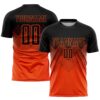 Custom Orange Black Gradient Square Shape Sublimation Soccer Uniform Jersey