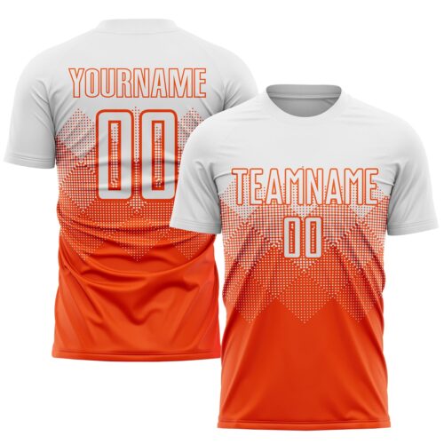 Soccer0586 Custom Orange White Sublimation Soccer Uniform Jersey
