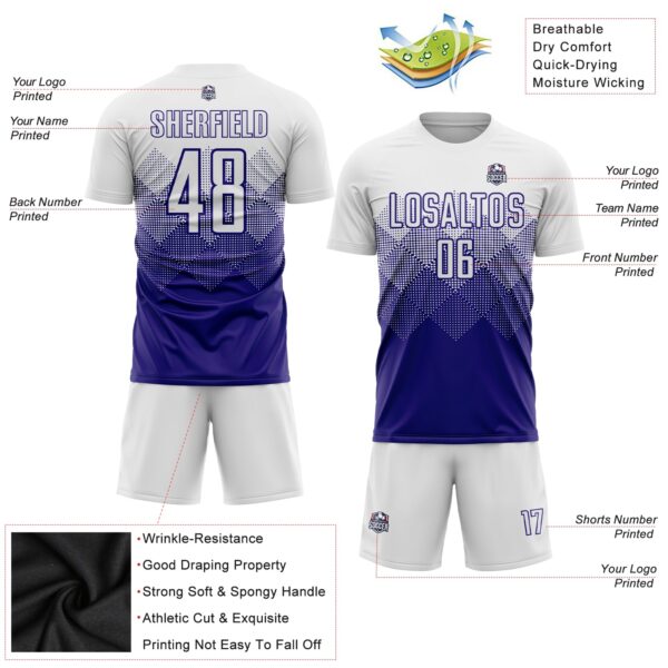 Custom White Dark Purple Sublimation Soccer Uniform Jersey