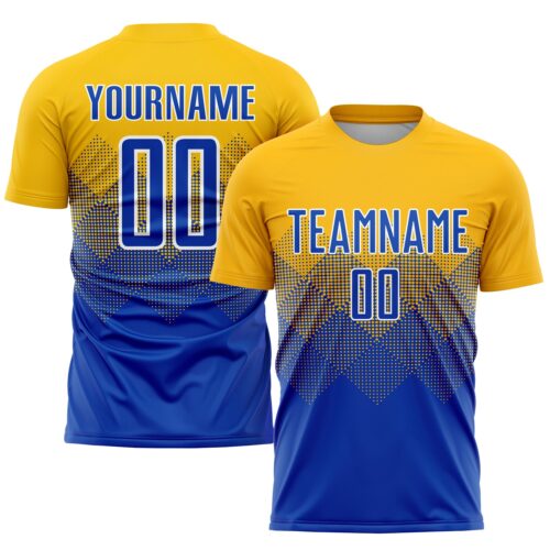 Soccer0612 Custom Gold Royal-White Sublimation Soccer Uniform Jersey