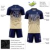 Custom Cream Navy-White Sublimation Soccer Uniform Jersey