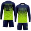 Custom Neon Green Navy Sublimation Soccer Uniform Jersey