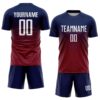 Custom Navy White-Crimson Sublimation Soccer Uniform Jersey