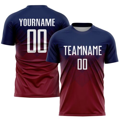 Soccer0651 Custom Navy White-Crimson Sublimation Soccer Uniform Jersey