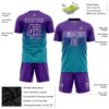 Custom Teal Purple-White Sublimation Soccer Uniform Jersey