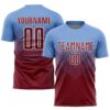 Custom Light Blue Crimson-Cream Sublimation Soccer Uniform Jersey