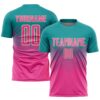 Custom Teal Pink-Cream Sublimation Soccer Uniform Jersey