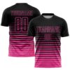 Custom Black Pink Pinstripe Fade Fashion Sublimation Soccer Uniform Jersey