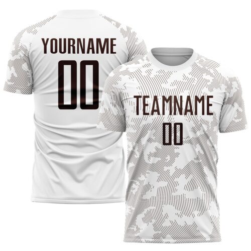 Soccer0784 Custom White Brown Sublimation Soccer Uniform Jersey
