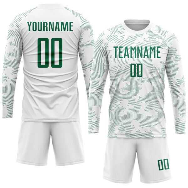 Custom White Kelly Green Sublimation Soccer Uniform Jersey