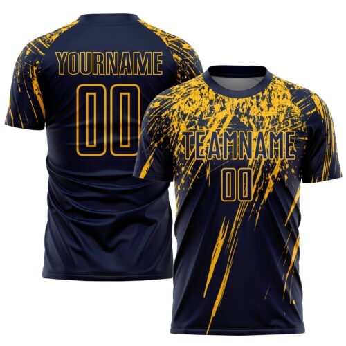 Soccer0805 Custom Navy Yellow Sublimation Soccer Uniform Jersey
