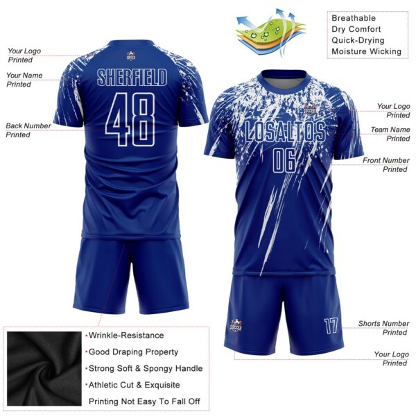 Custom Royal White Sublimation Soccer Uniform Jersey