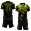 Custom Black Neon Yellow Sublimation Soccer Uniform Jersey