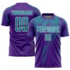 Custom Purple Teal-White Sublimation Soccer Uniform Jersey