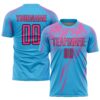 Custom Sky Blue Pink-Black Sublimation Soccer Uniform Jersey