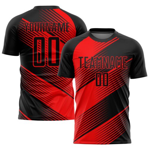 Soccer0871 Custom Red Black Sublimation Soccer Uniform Jersey