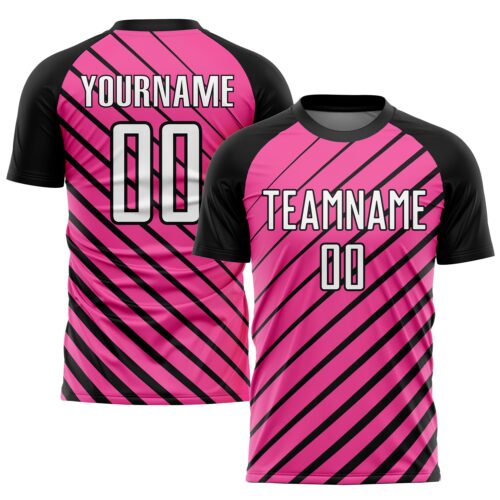 Soccer0892 Custom Pink White-Black Sublimation Soccer Uniform Jersey