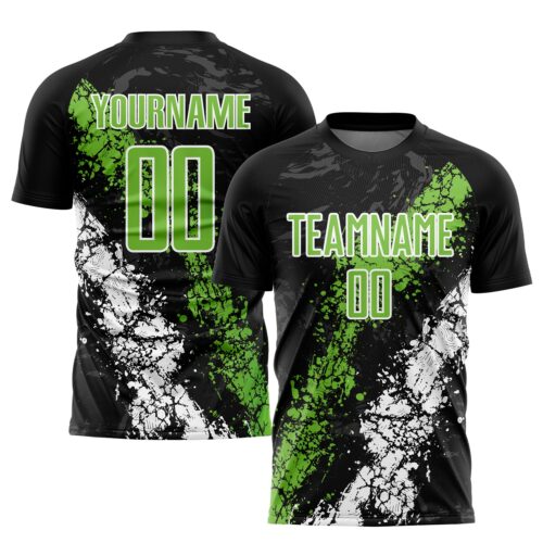 Soccer0939 Custom Black Neon Green-White Sublimation Soccer Uniform Jersey