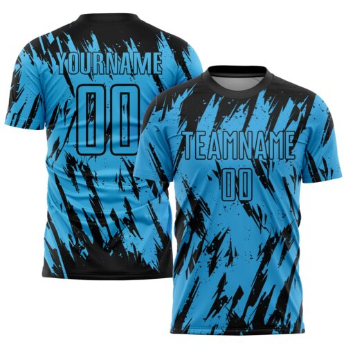 Soccer0950 Custom Sky Blue Black Sublimation Soccer Uniform Jersey