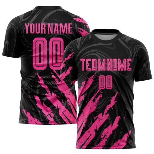 Soccer0991_159cbac3-97df-4d37-8052-75c7892cfbcf Custom Black Pink Sublimation Soccer Uniform Jersey