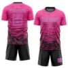 Custom Pink Black-Light Blue Sublimation Soccer Uniform Jersey