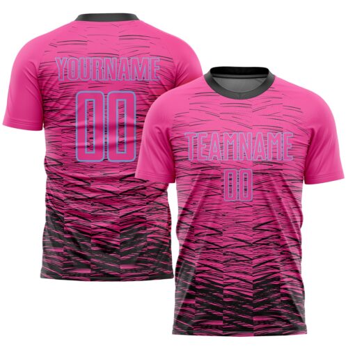 Soccer1006 Custom Pink Black-Light Blue Sublimation Soccer Uniform Jersey