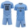 Custom Light Blue Black Sublimation Soccer Uniform Jersey