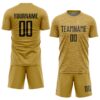 Custom Old Gold Black Sublimation Soccer Uniform Jersey