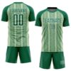 Custom Kelly Green Pea Green-White Ethnic Stripes Sublimation Soccer Uniform Jersey