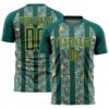 Soccer1072 Custom Midnight Green Gold Flowers Sublimation Soccer Uniform Jersey