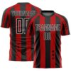 Custom Red Black-White Stars And Stripes Sublimation Soccer Uniform Jersey