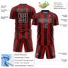 Custom Red Black-White Stars And Stripes Sublimation Soccer Uniform Jersey