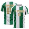Custom White Old Gold-Kelly Green Sublimation Soccer Uniform Jersey