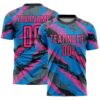 Custom Powder Blue Pink-White Sublimation Soccer Uniform Jersey