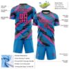 Custom Powder Blue Pink-White Sublimation Soccer Uniform Jersey