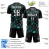 Custom Black White-Aqua Lightning Sublimation Soccer Uniform Jersey