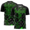 Custom Black Neon Green Lightning Sublimation Soccer Uniform Jersey