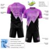 Custom Purple Black-White Geometric Pattern Sublimation Soccer Uniform Jersey