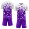 Custom Purple White Geometric Pattern Sublimation Soccer Uniform Jersey