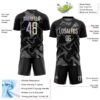 Custom Black Gradient-Gray Curve Lines Sublimation Soccer Uniform Jersey